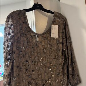 NWT new with tags Parker taupe sequin bead top low back size M Medium